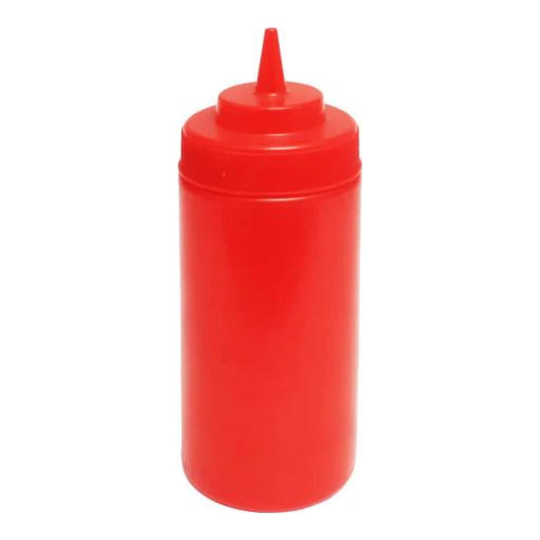 Thunder Group PLTHSB016RW 16 oz Polyethylene Clear Wide-Mouth Squeeze Bottle Red PACK