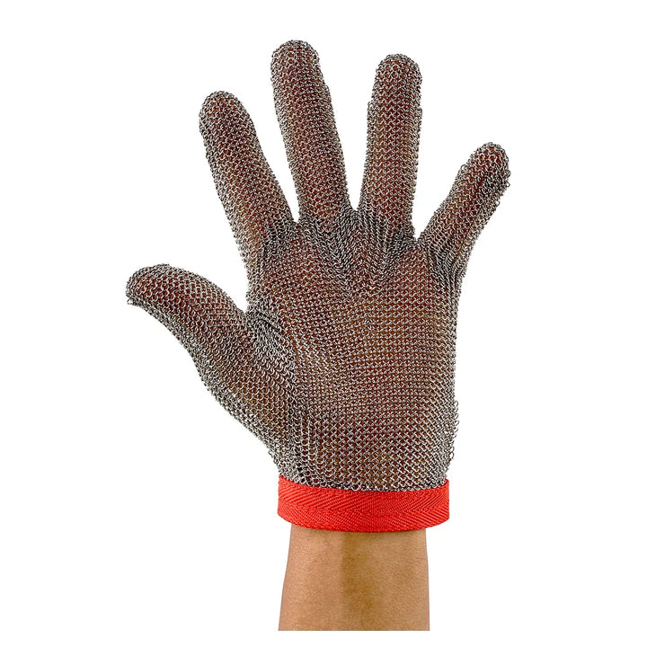 Winco PMG-1M Stainless Steel Medium Reversible Red Protective Mesh Glove