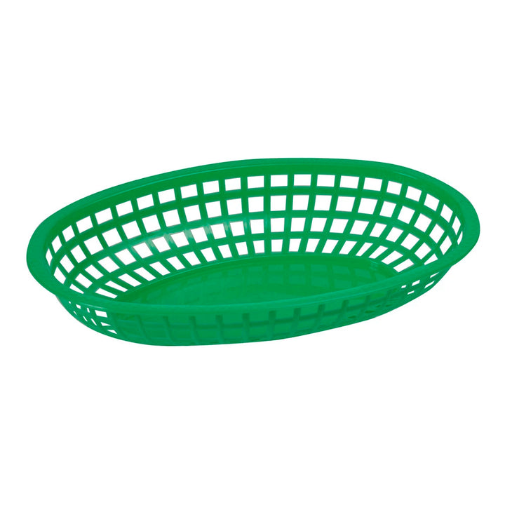 Winco POB-G Fast Food Baskets, Oval, 10-1/4" x 6-3/4" x 2", Green