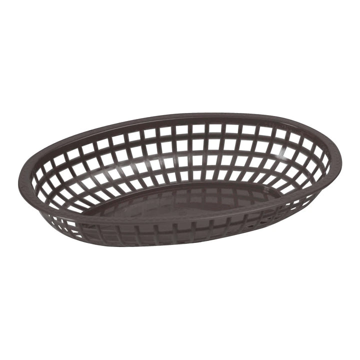 Winco POB-K Fast Food Baskets, Oval, 10-1/4" x 6-3/4" x 2", Black