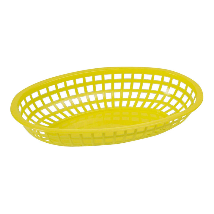 Winco POB-Y Fast Food Baskets, Oval, 10-1/4" x 6-3/4" x 2", Yellow