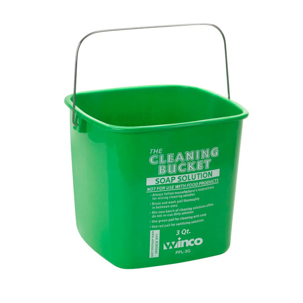 Winco PPL-3G 3qt Cleaning Bucket, Green Soap Solution