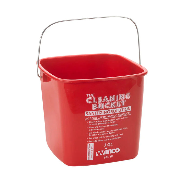 Winco PPL-3R 3qt Cleaning Bucket, Red Sanitizing Solution