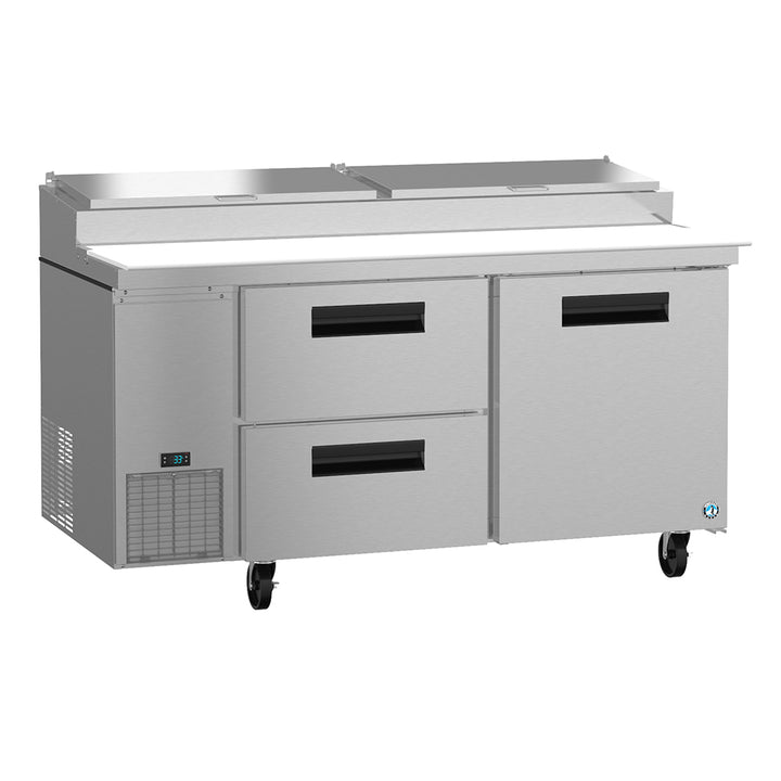 Hoshizaki PR67A-D2 Two Section Pizza Prep Refrigerated Table, 67" W x 32.25" D x 43.5" H