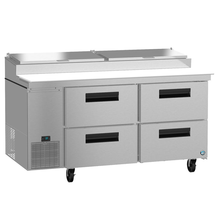 Hoshizaki PR67A-D4 Two Section Pizza Prep Refrigerated Table, 67" W x 32.25" D x 43.5" H