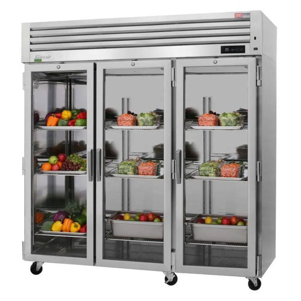 Turbo Air PRO-77-6R-G-N 77-3/4" 3 Section Top Mount Reach-in Refrigerator, 75.69 cu. Ft., 115/60/1