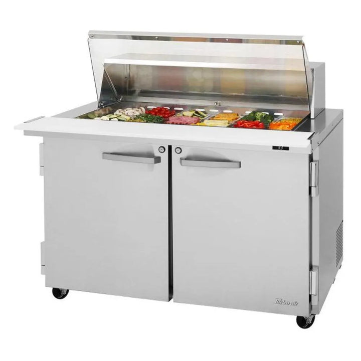 Turbo Air PST-48-18-N-CL 48.25" 2 Section Sandwich/Salad Prep Table, 15 cu. Ft., 115/60/1 - Clear Lid