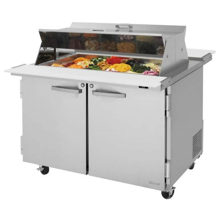 Turbo Air PST-48-18-N-DS 48 1/4" 2 Section Sandwich/Salad Prep Table, 15 cu. Ft., 115/60/1 - Dual Sided Lid