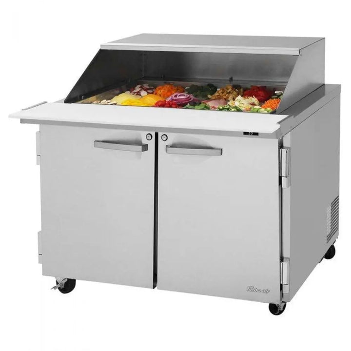 Turbo Air PST-48-18-N-SL 48 1/4" 2 Section Sandwich/Salad Prep Table, 15 cu. Ft., 115/60/1 - w/ Removable Slide Back Lid