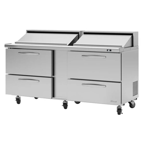 Turbo Air PST-72-D4-FB-N 72 5/8" 2 Section Sandwich/Salad Prep Table, 17.6 cu. Ft., 115/60/1 - Front Breathing