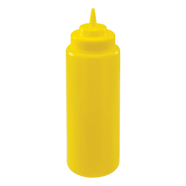 Winco PSW-32Y 32oz Squeeze Bottles, Wide Mouth, Yellow, 6pcs/pk