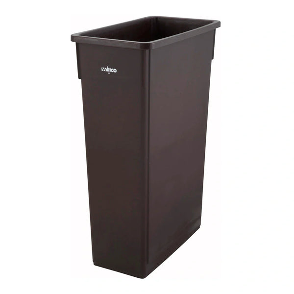 Winco PTC-23B Brown Wall Hugger Trash Can, 23 Gallon