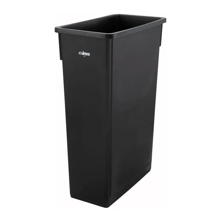 Winco PTC-23K Black Wall Hugger Trash Can, 23 Gallon