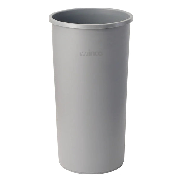 Winco PTCR-22G 22 Gallon Gray Round Trash Can, 16" x 30-1/2"