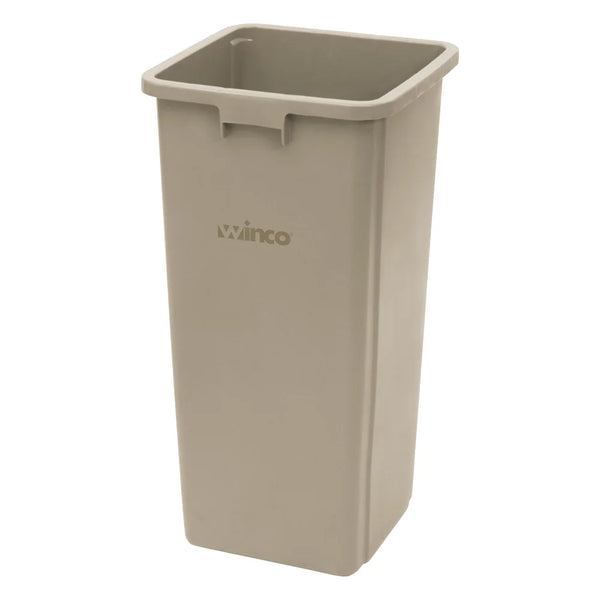 Winco PTCS-23BE 23 Gallon Beige Square Trash Can, 15-5/8" x 30-3/4"