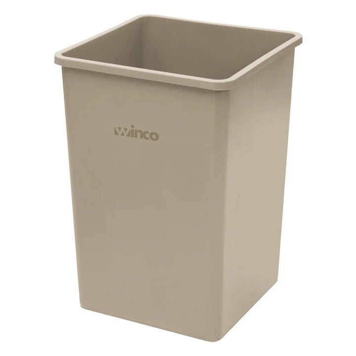 Winco PTCS-35BE 35 Gallon Beige Square Trash Can, 19-1/2" x 27-5/8"