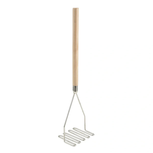 Winco PTM-24S Potato Masher, Square, 5-1/4" x 24", Wooden Handle, Chrome Plated