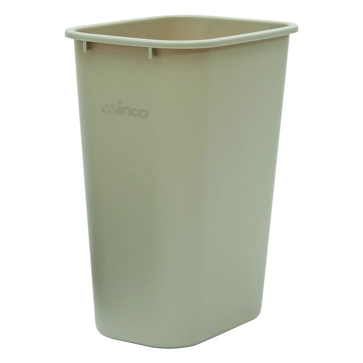 Winco PWR-41BE 41 Qt Beige Plastic Rectangular Trash Can, 15-1/4" x 11" x 19-5/8"