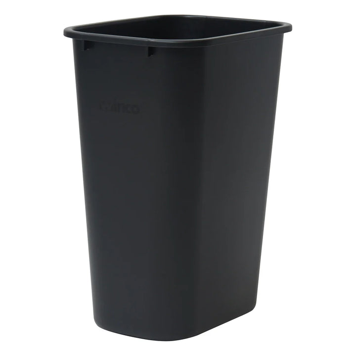 Winco PWR-41K 41 Qt Black Plastic Rectangular Trash Can, 15-1/4" x 11" x 19-5/8"