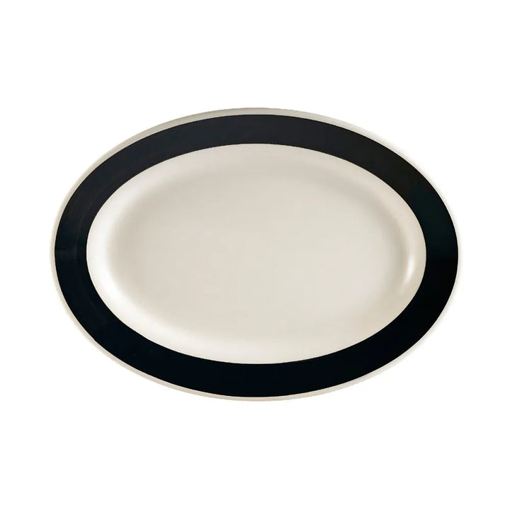 CAC China R-12-BLK Oval Platter R.E. Black 10 3/8" Case of 24 Pcs