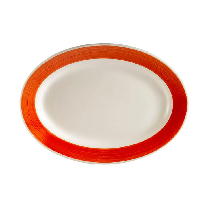 CAC China R-12-R Oval Platter R.E. Red 10 3/8" Case of 24 Pcs