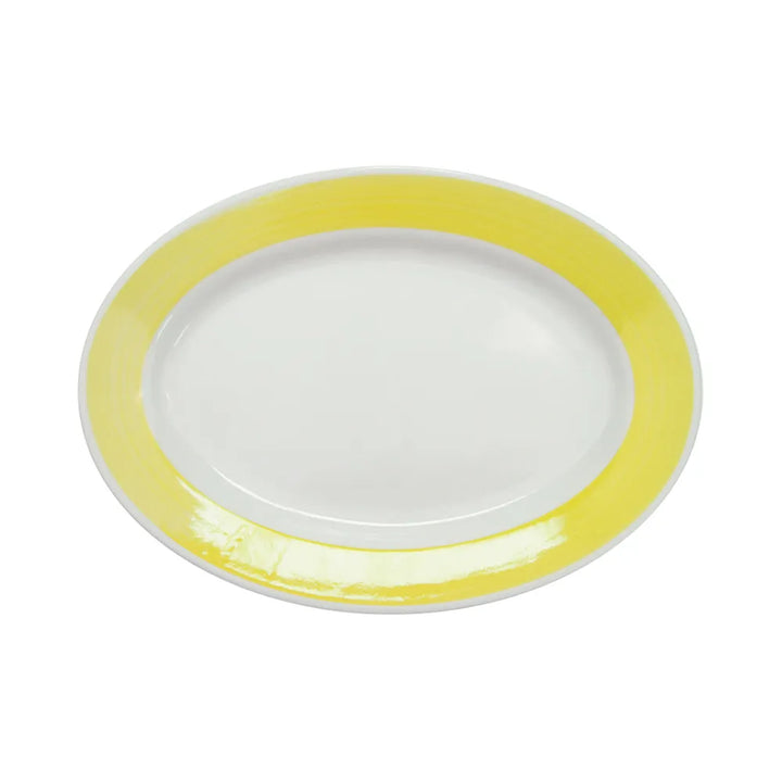 CAC China R-12-Y Oval Platter R.E. Yellow 10 3/8" Case of 24 Pcs