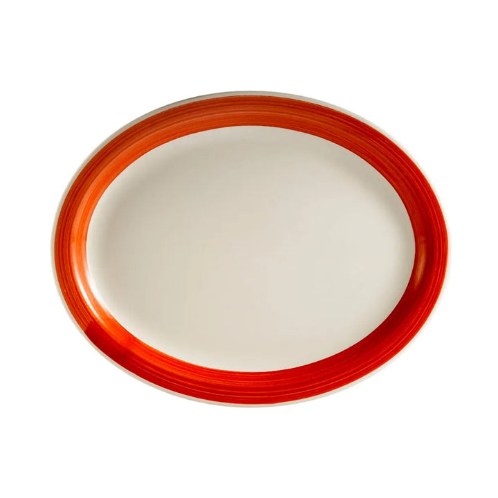 CAC China R-12NR-R Oval Platter N.R. Red 9 1/2" Case of 24 Pcs