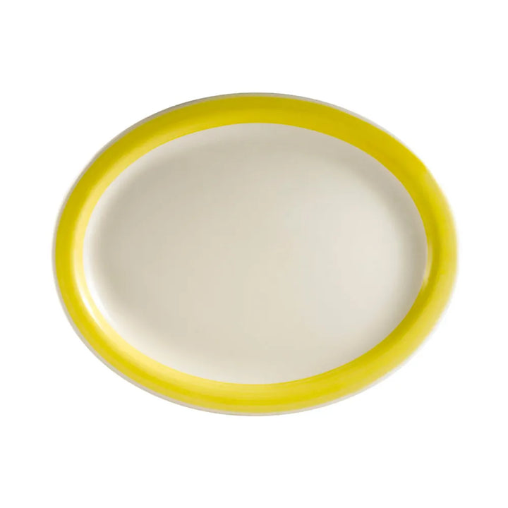 CAC China R-12NR-Y Oval Platter N.R. Yellow 9 1/2" Case of 24 Pcs