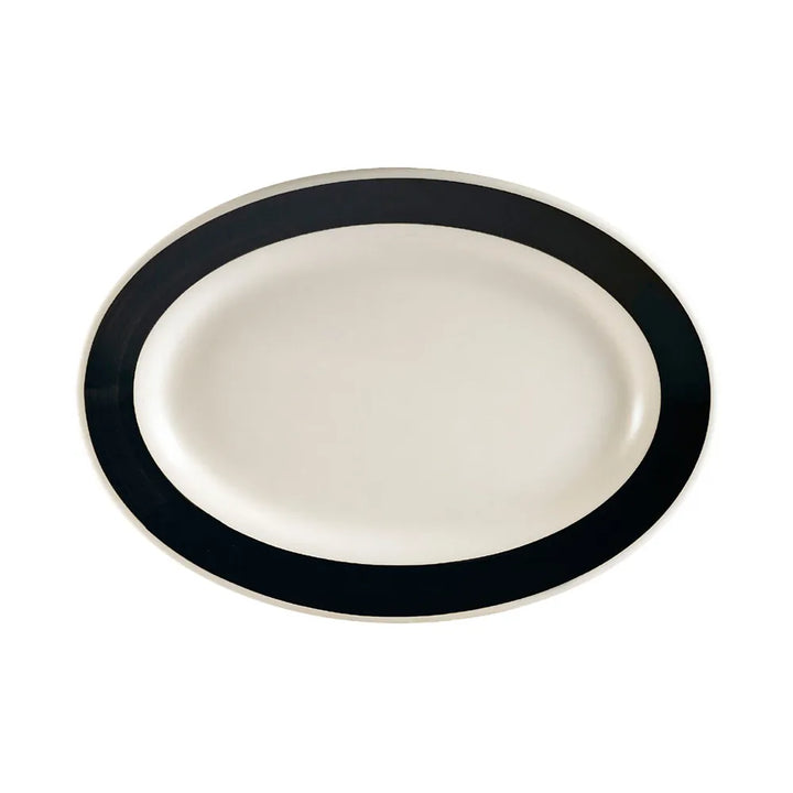 CAC China R-13-BLK Oval Platter R.E. Black 11 1/2" Case of 12 Pcs