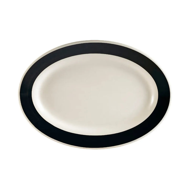 CAC China R-14-BLK Oval Platter R.E. Black 12 1/2" Case of 12 Pcs