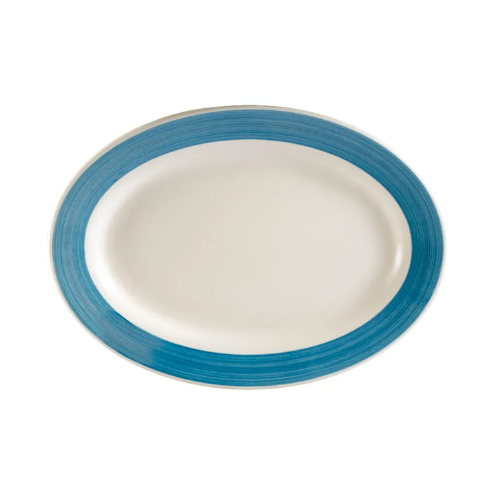 CAC China R-14-BLU Oval Platter R.E. Blue 12 1/2" Case of 12 Pcs