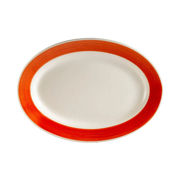 CAC China R-14-R Oval Platter R.E. Red 12 1/2" Case of 12 Pcs