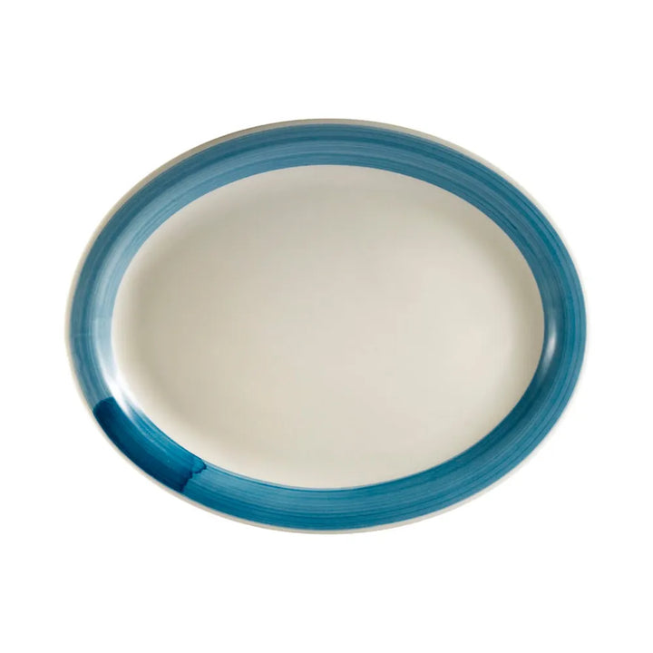 CAC China R-14NR-BLU Oval Platter N.R. Blue 13 1/2" Case of 12 Pcs