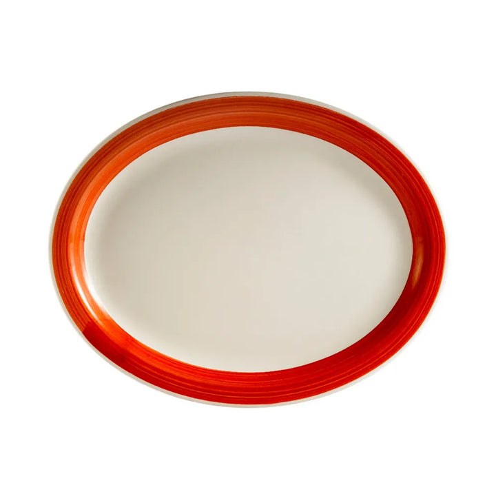 CAC China R-14NR-R Oval Platter N.R. Red 13 1/2" Case of 12 Pcs