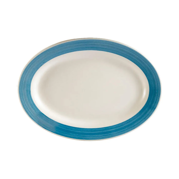 CAC China R-34-BLU Oval Platter R.E. Blue 9 3/8" Case of 24 Pcs