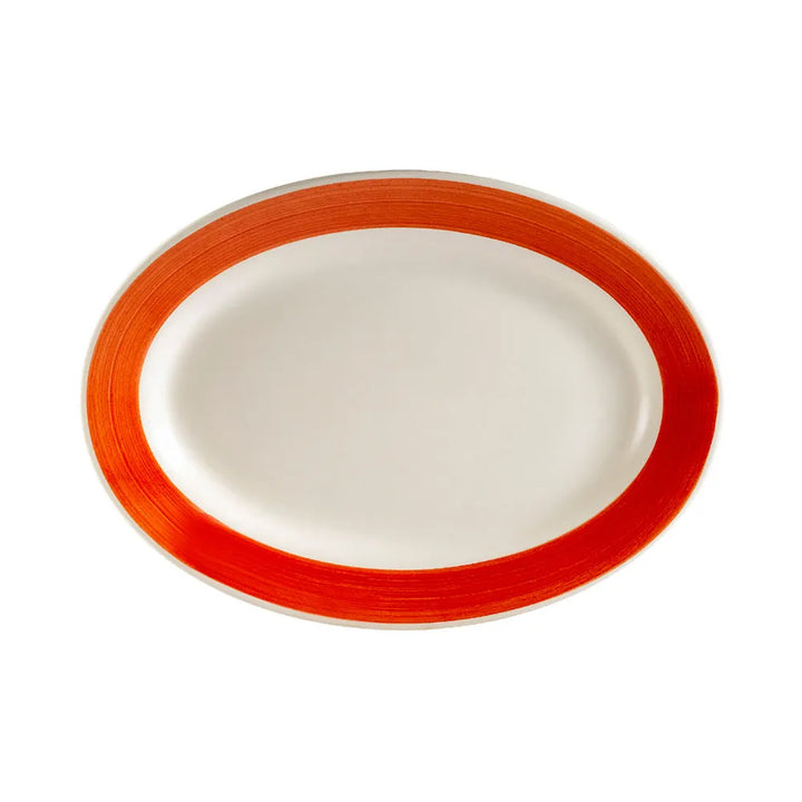 CAC China R-34-R Oval Platter R.E. Red 9 3/8" Case of 24 Pcs