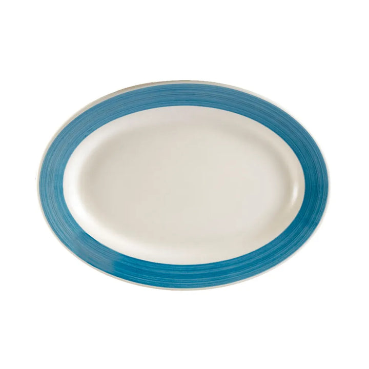 CAC China R-51-BLU Oval Platter R.E. Blue 15 1/2" Case of 12 Pcs