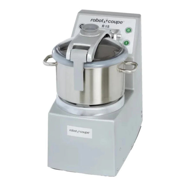 Robot Coupe R15U 2-Speed 15 L Stainless Steel Batch Bowl Food Processor with Mini Bowl, 240V, 4 1/2 hp