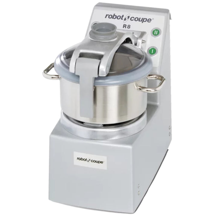 Robot Coupe R8U 2-Speed Stainless Steel Batch Bowl Food Processor with Mini Bowl - 240V, 3 hp, 8 L