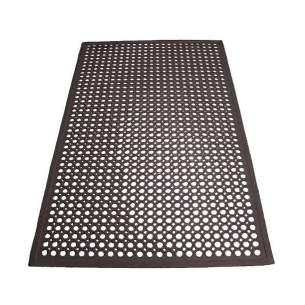 Winco RBM-35K-R Black Beveled Edges Rubber Floor Mat, 3" x 5" x 1/2"