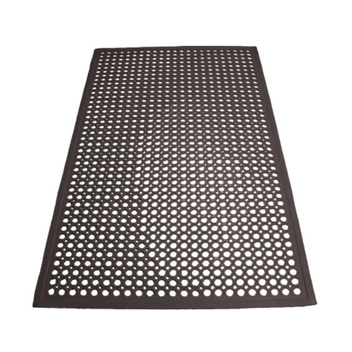 Winco RBM-35K Black Beveled Edges Rubber Floor Mat, 3' x 5' x 1/2"