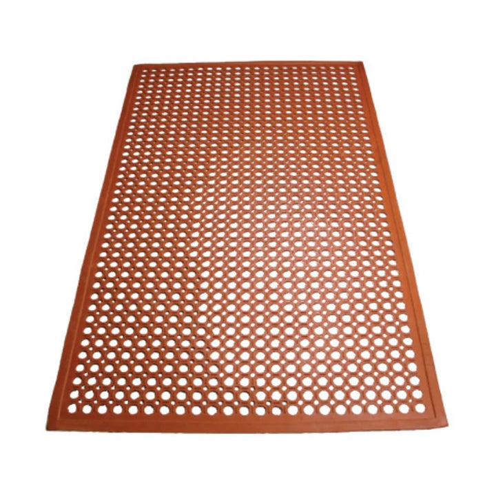 Winco RBM-35R-R Red Beveled Edges Rubber Floor Mat, 3' x 5' x 1/2"