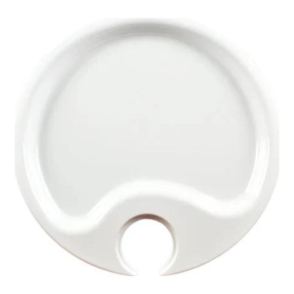 Thunder Group RF7010W 10-1/2" Melamine White Round Party Plate with Thumb Hold