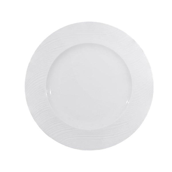 Furtino England River 25cm/10" White Porcelain Flat Plate, Pack of 6