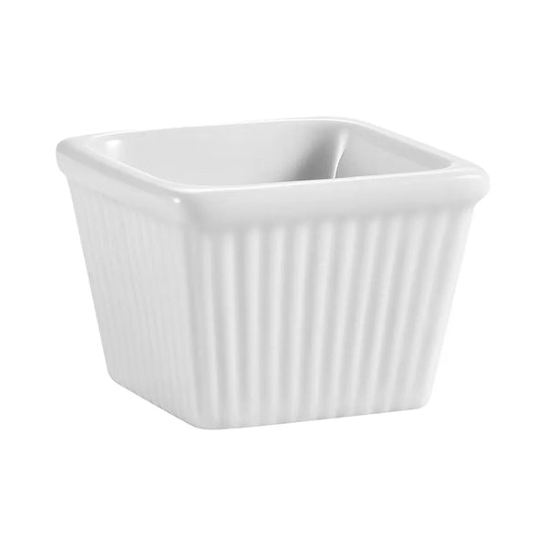 CAC China RKF-SQ1 Ramekin Square Fluted 1oz PW 2" Case of 72 Pcs