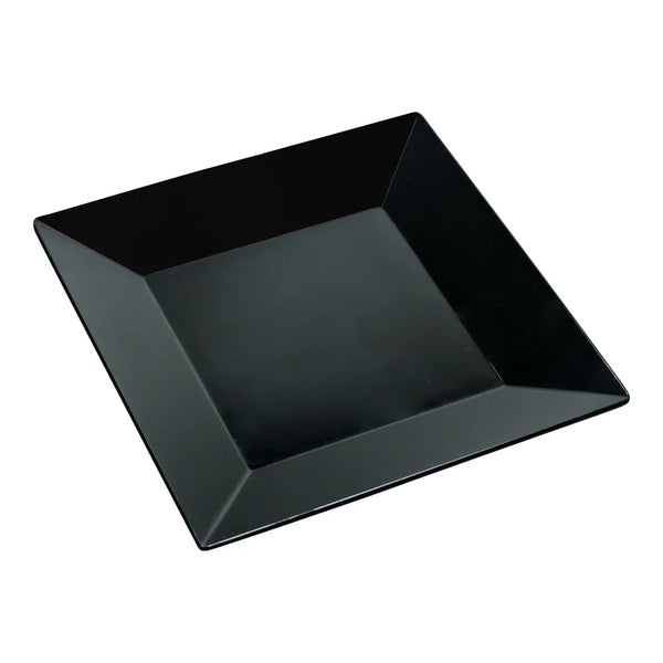 Yanco RM-108BK 8" Black Melamine Square Rome Plate, Pack of 48