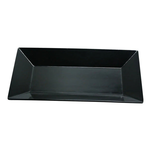 Yanco RM-214BK 5" Black Melamine Rectangular Rome Plate, Pack of 12