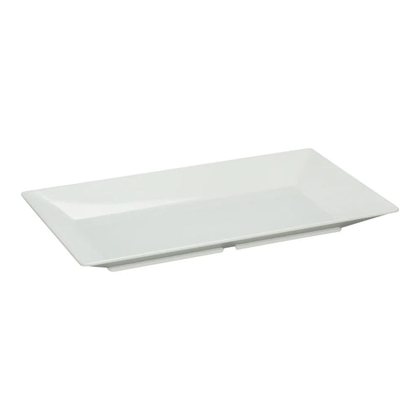 Yanco RM-218 10.5" White Melamine Rectangular Rome Plate, Pack of 12