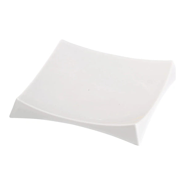 Yanco RM-4209 8 1/2" White Melamine Square Sushi Rome Plate with Foot, Pack of 12