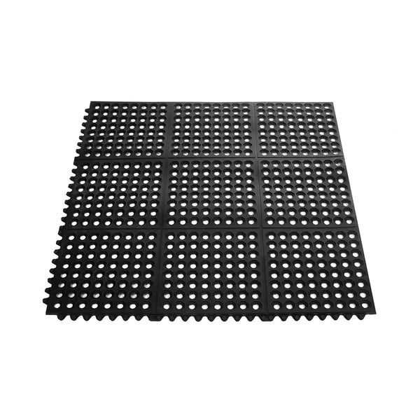 CAC China RMAT-33BK Floor Mat Rubber Interlocking Black 3x3' /Each